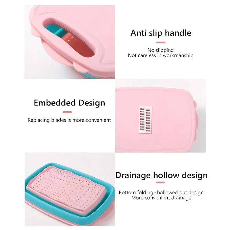 Collapsible Cutting Board with Colander Basket Grater