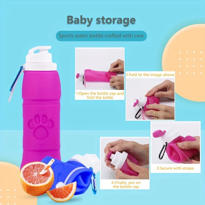 Collapsible Silicone Water Bottle Leakproof Travel