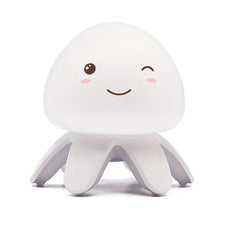 Color Changing Jellyfish Mood Lamp - white smiling jellyfish-shaped lamp on plain white background