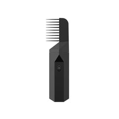 Aroma Diffuser Hair Brush - black unit with comb teeth extended, front view on white background