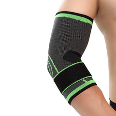 Compression Elbow Sleeve - side view of knit support sleeve worn on bent arm