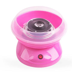 Floss Maker - Bright pink countertop cotton candy machine with clear splash guard on white background