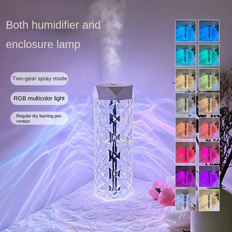 Crystal air humidifier night light with multicolor galaxy effect