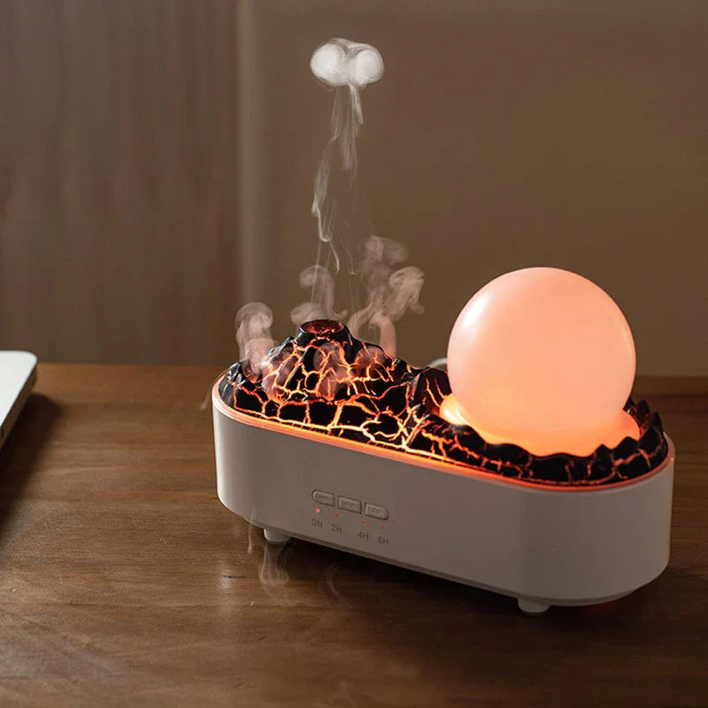 Close-up of the crystal design cool mist humidifier with mist