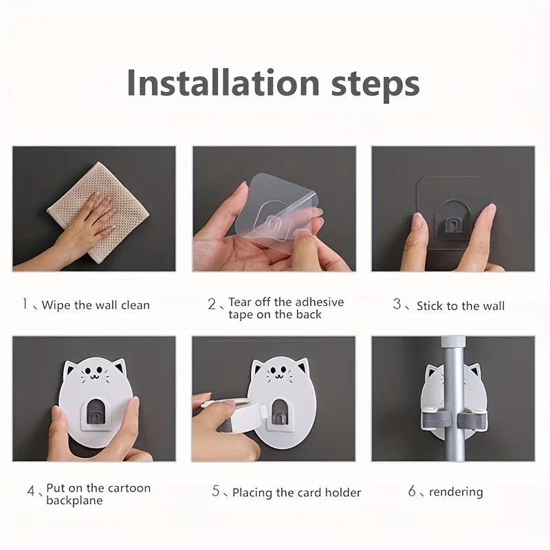 Cute Animal Mop Broom Holder Wall Mount Gripper