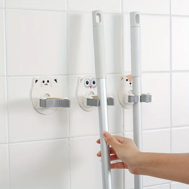 Cute Animal Mop Broom Holder Wall Mount Gripper