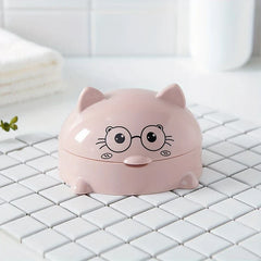 Cute Cartoon Draining Soap Dish Holder Box