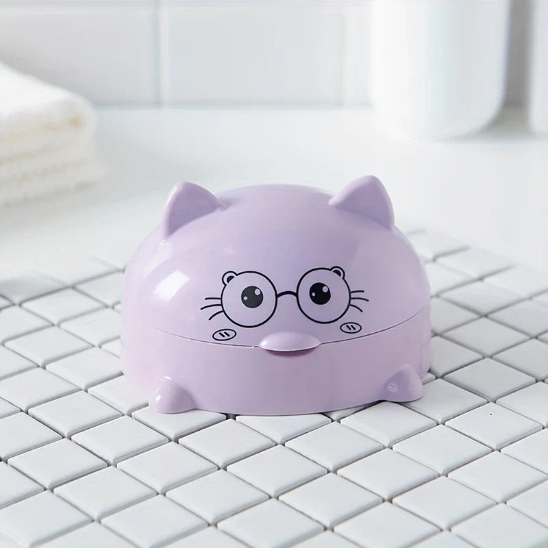 Cute Cartoon Draining Soap Dish Holder Box