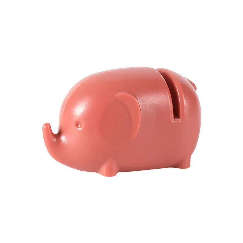Mini Knife Sharpener - Dusty rose elephant-shaped sharpener, front three-quarter view on plain white background