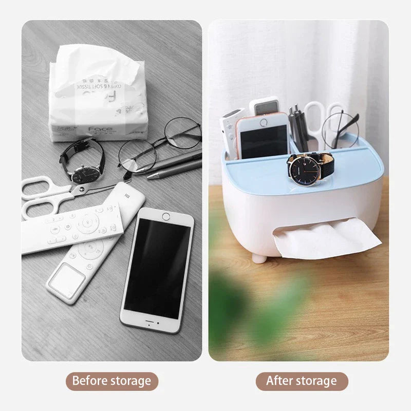 Desktop Organizer Shelf With Tissue Box Holder