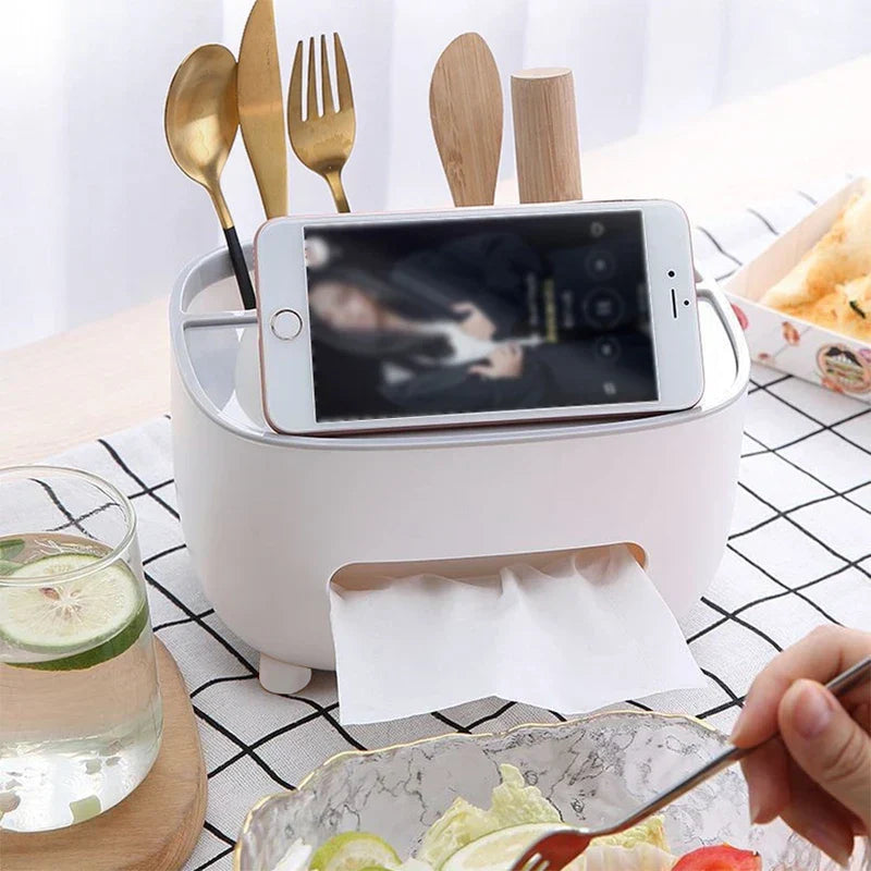 Desktop Organizer Shelf With Tissue Box Holder