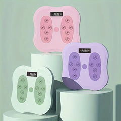 Waist Twisting Disc Board - Three color variants of the square fitness device (green, pink, purple) displayed on stacked cylindrical pedestals