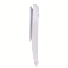 Side view of the white digital kitchen scale, showing its thin vertical profile against white background.