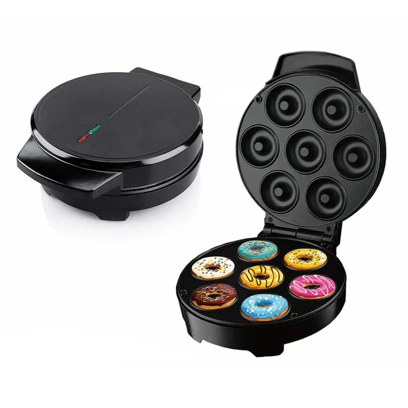 Mini donut maker machine with fresh donuts