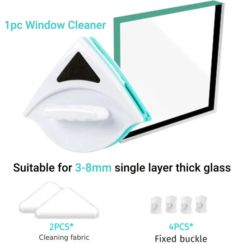 Double sided magnetic window cleaner with glass