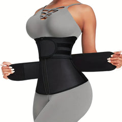 Double belt waist trainer cincher front view
