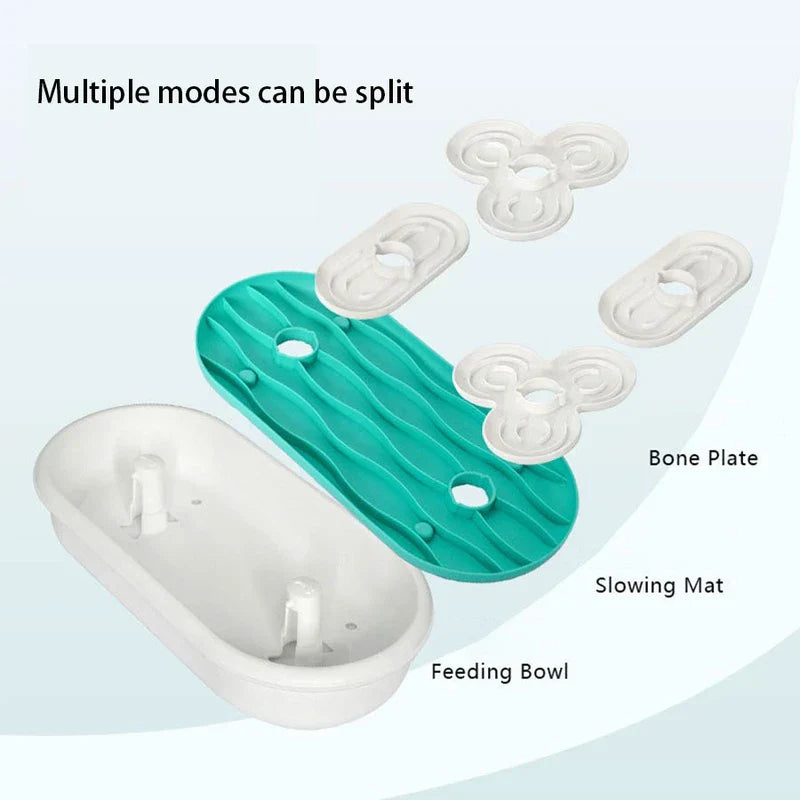 Double Bowl Slow Feeder Pet Dish Dog Cat