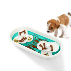 Double Bowl Slow Feeder Pet Dish Dog Cat