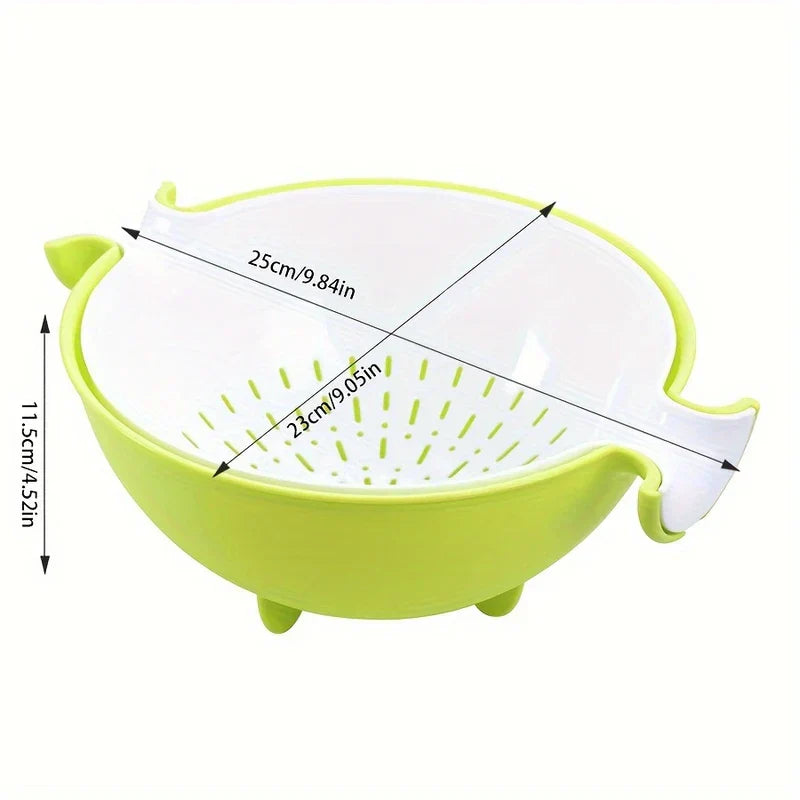 Double Layer Rotating Kitchen Colander Bowl Set