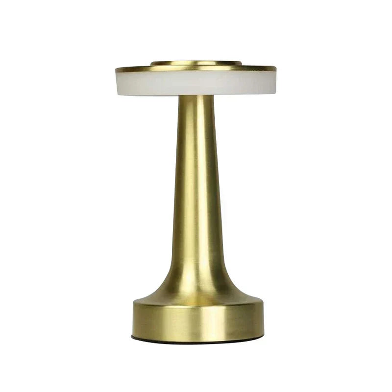 Led Desk Lamp - Brushed gold finish unlit lamp shown against plain white background