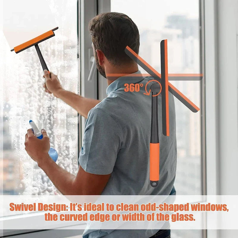 Double Sided Window Squeegee Screen Cleaner Brush