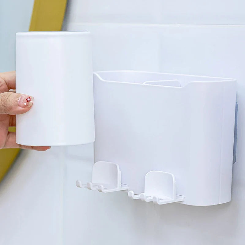 Double Toothbrush Mouthwash Cup Holder Set