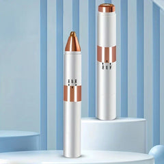 Rotary Shaver - Two interchangeable grooming heads for the dual-head device, displayed on raised white platforms