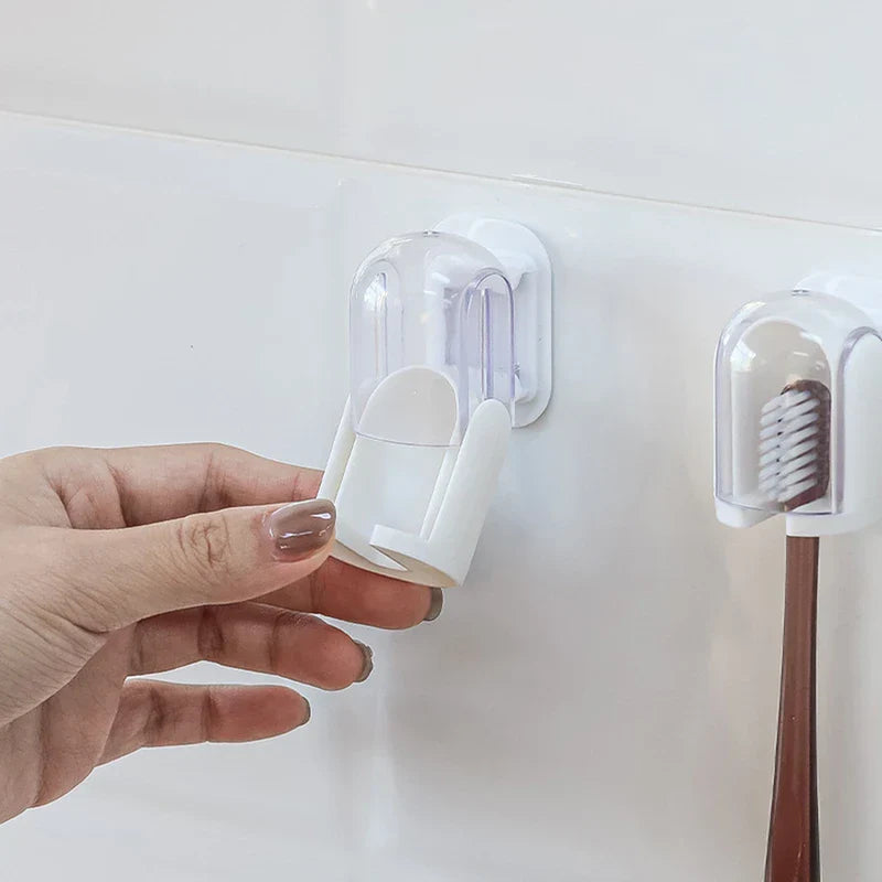 Dustproof Wall Mount Toothbrush Holder With Cover