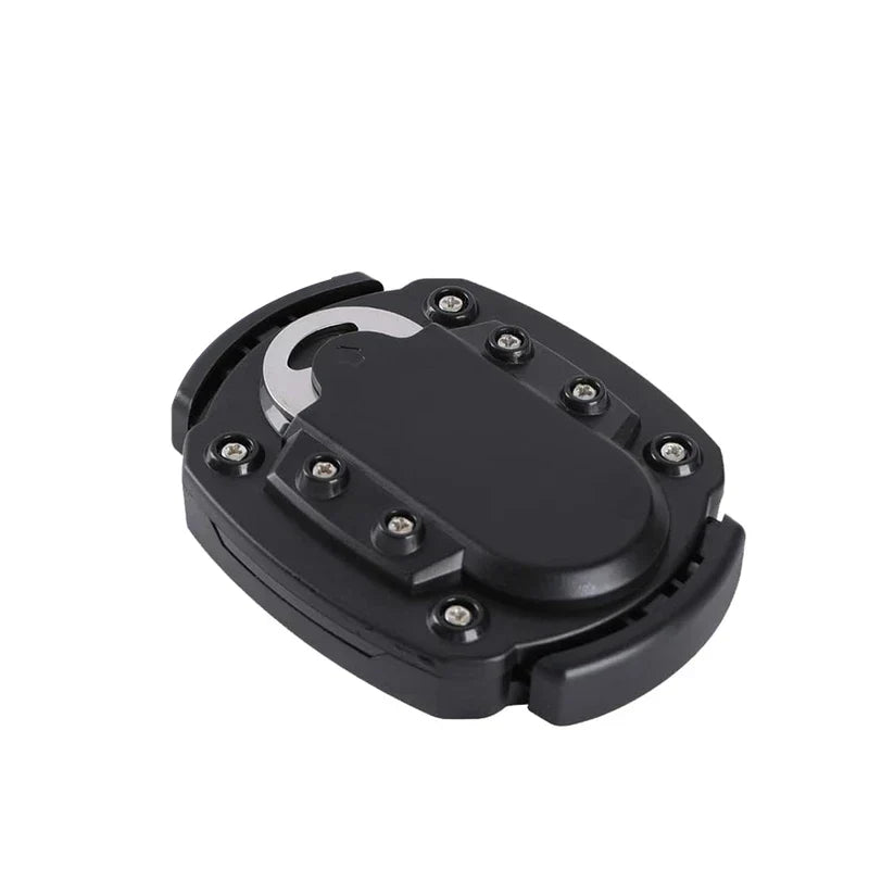 Manual Can Opener - Compact black handheld kitchen opening tool with metal cutting component and visible screw fasteners, angled view on white background