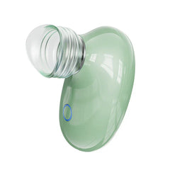 Electric Eye Wash Cup Cleaner - Sage green ergonomic eye care device with transparent flexible cup attachment and single circular control button