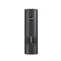 Salt And Pepper Grinder Set - Matte black cylindrical electric grinder with top control button and front grind adjustment window