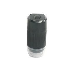 Black handheld electric pump on a plain white background, no vacuum storage bags with electric pump fully visible in frame