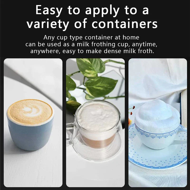 Electric coffee stirrer mixer frother whisk on a kitchen counter