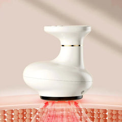Electric Gua Sha Tool - White massager demonstrating contact with skin, with red glow indicating active function