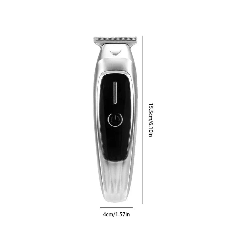 Hair Clipper Kit - Silver cordless hair trimmer, showing full profile with matching 15.5cm length and 4cm width dimensions marked.