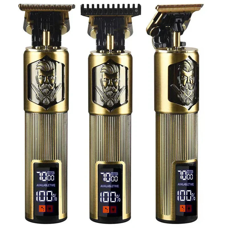 Hair clipper and trimmer set in use for home grooming