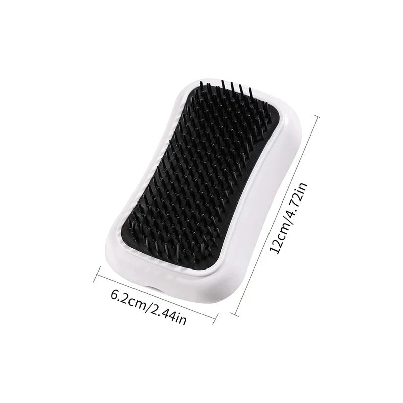 Outil de massage du cuir chevelu - Brosse manuelle blanche et noire à poils denses, avec dimensions de 12 cm sur 6,2 cm