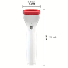 Electric Lip Plumper Enhancer Device - White handheld device with red top, marked dimensions showing 5.6cm width and 18cm height against a plain white background.