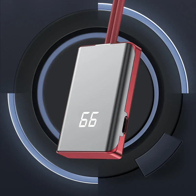 Electric Neck Massager - Side-angle view of the rectangular control module with red accents and '66' displayed
