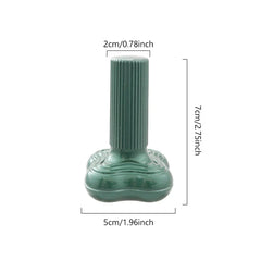 Hair Trimmer - Green handheld device with ribbed vertical grip and rounded base, shown with width and height dimensions labeled.