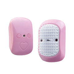 Electric Scalp Massager - Pink unit showing control buttons on rear and bristle massage head on front