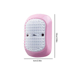 Electric Scalp Massager - Pink colored dual use facial cleanser and shampoo brush shown with dimensions of 10cm by 6cm.
