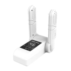 Boot Warmer - White foldable shoe dryer unit with digital control panel and perforated drying arms