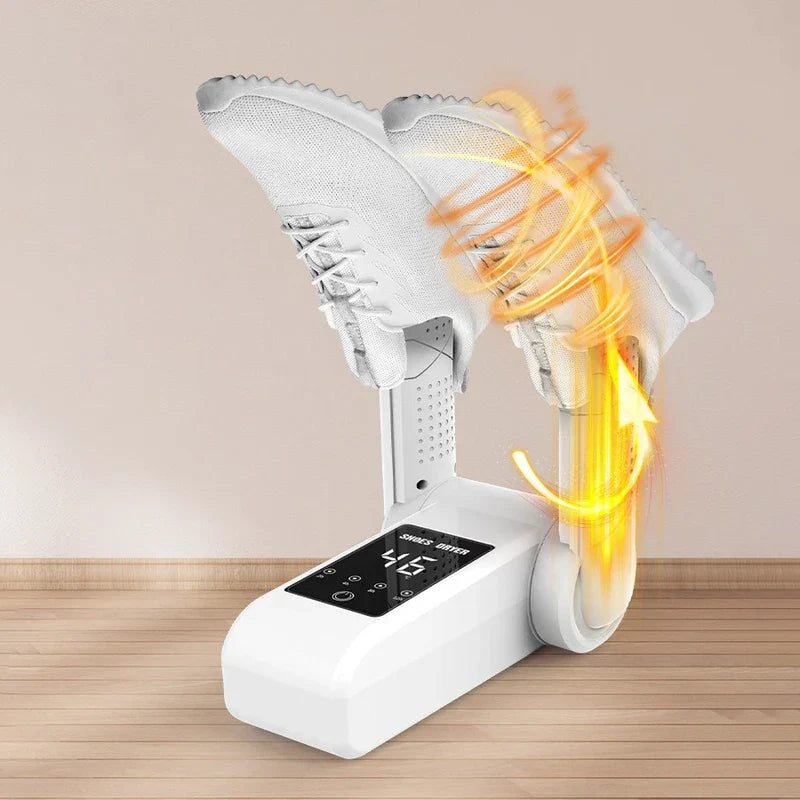 Boot Warmer - Shoe dryer in use with a pair of white sneakers, showing warm air circulation