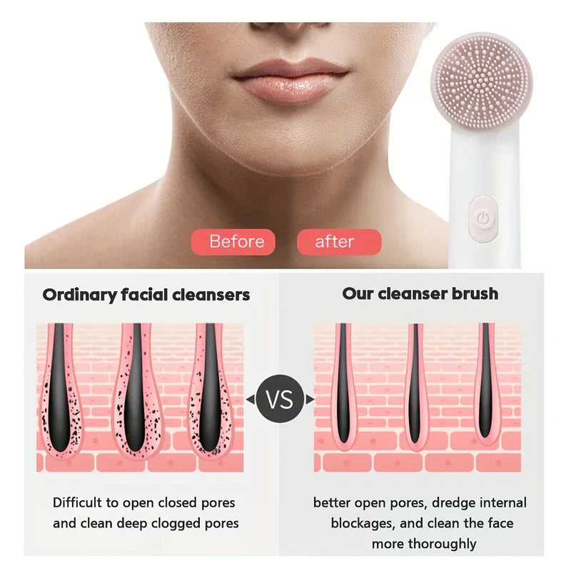 Electric Silicone Facial Cleanser Brush Battery Op