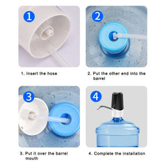 Water Bottle Pump Dispenser - Four-step installation guide for the electric water bottle pump