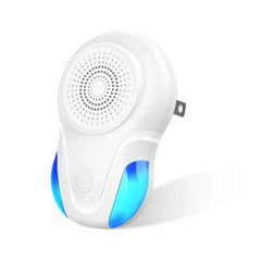 Electronic Indoor Pest Repellent Unit - White plug-in ultrasonic pest repeller with blue side accents, shown against a plain white background