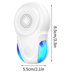 Electronic Indoor Pest Repellent Unit - White plug-in electronic device with dimension markings, showing 8.5cm height and 5.5cm width, with blue accent lights