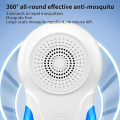 Electronic Indoor Pest Repellent Unit - Close-up of the white device's speaker grille, with text about 360-degree pest repellent above it