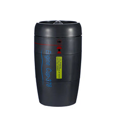 Suction Tumbler Mug - Matte black engine-styled tumbler with printed text and warning labels against a white background
